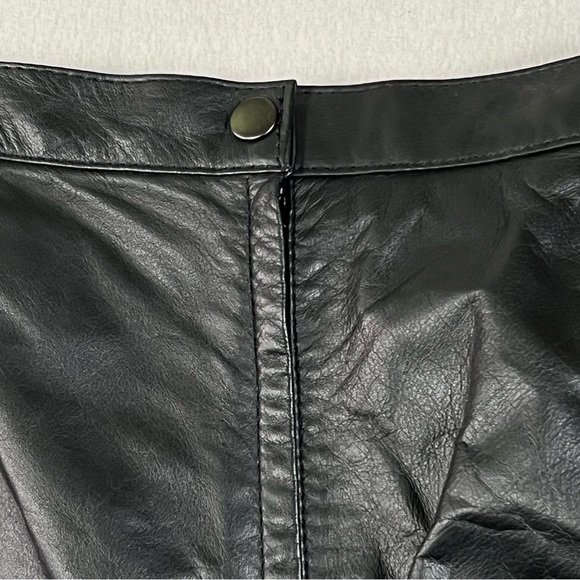 Jacqueline Ferrar Genuine Leather Skirt Women's 14P Black Vintage Slit Lined - Picture 15 of 17